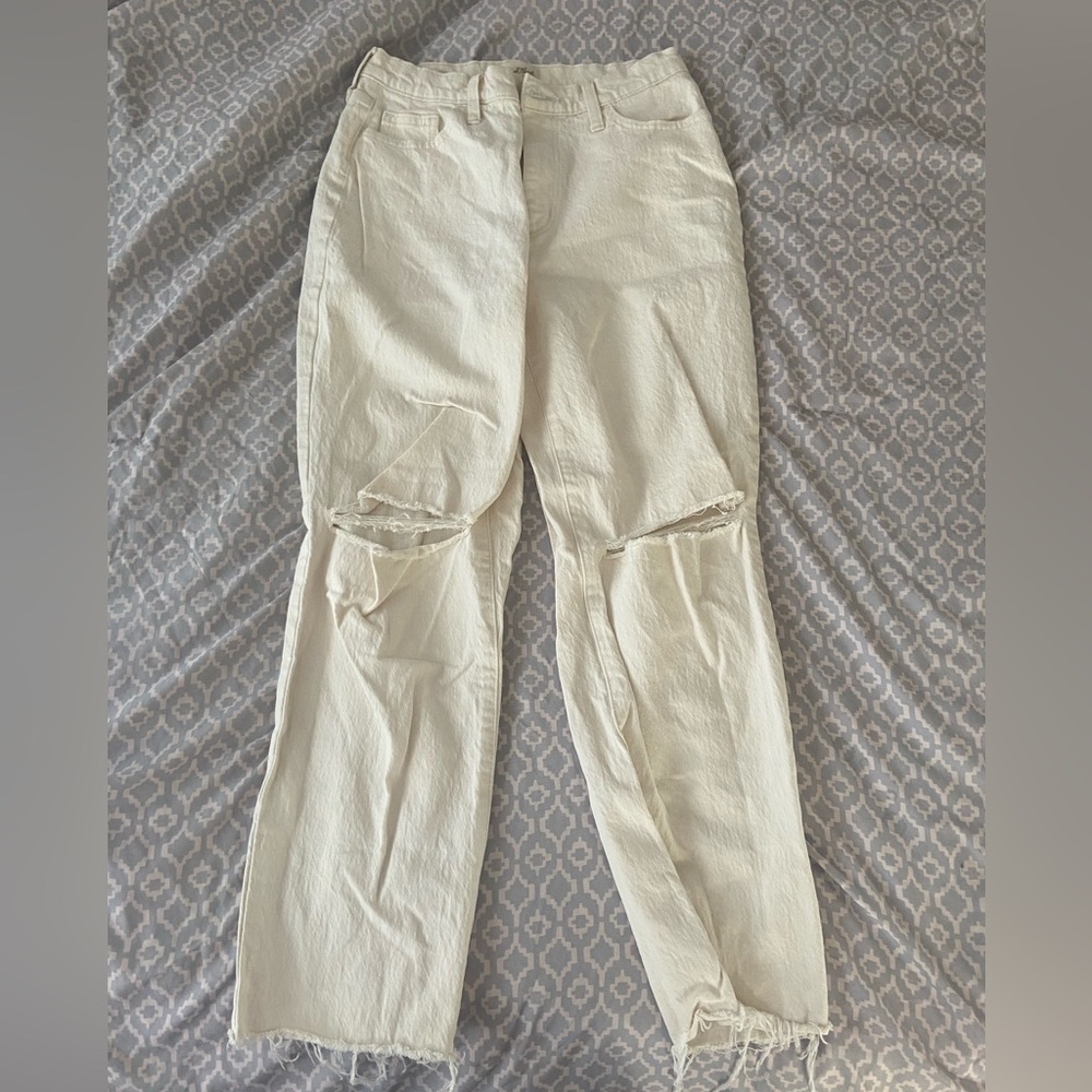 Ripped Cream Jeans